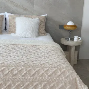 Couverture épaisse double face en polaire Taffetas et Sherpa avec motif de torsades