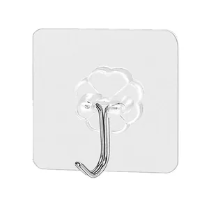 Strong self-adhesive wall hooks with transparent nail-free design for home storage