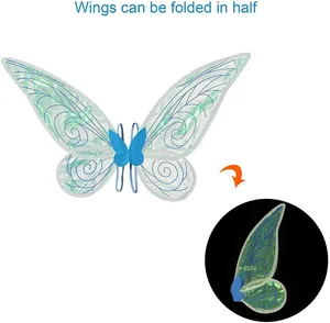Foldable iridescent butterfly fairy wings for children's holiday costume parties