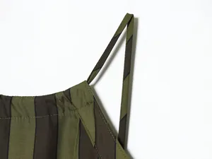 Close-up of green and black striped top strap detailing with high-quality stitching