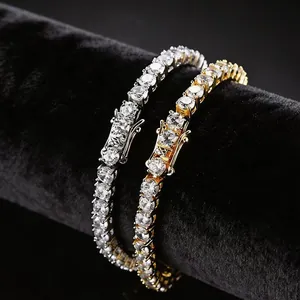 Bracciale Collana Tennis Hip Hop in Rame con Zirconia Pavé Strass Gioielli per Uomo Donna Lusso Catena Iced Out Regalo Moda
