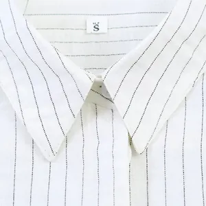 White pinstriped detachable shirt collar with linen texture, elegant decorative neckpiece