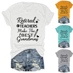 Camisetas informales de manga corta para mujer con eslogan de profesora en varios colores