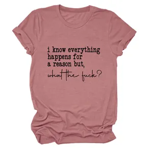 T-shirt mauve à col rond pour femme avec le slogan imprimé 'i know everything' chic