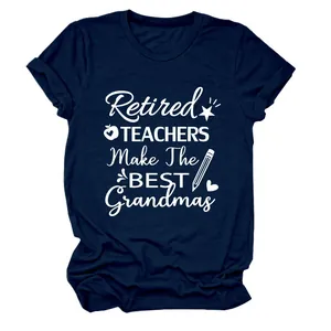 Camiseta azul marino de mujer con diseño Retired Teachers Make The Best Grandmas