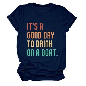 Dunkelblaues T-Shirt mit Vintage-Spruch It's a good day to drink on a boat