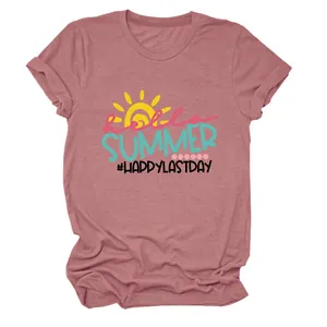Mauve women's t-shirt featuring 'Hello Summer' sun graphic design