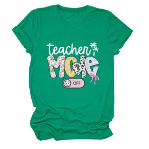 Grünes Damen T-Shirt kurzarm mit Teacher MODE OFF Grafik-Print