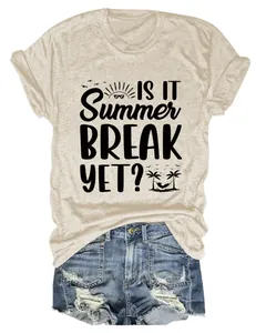 Damen Kurzarm T-Shirt mit Summer Break Grafik und Rundhalsausschnitt.