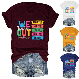 Casual dames T-shirt met korte mouwen en een kleurrijke 'Teachers We Out' opdruk