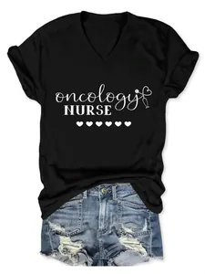 Detaillierter Oncology Nurse Grafikdruck auf einem bequemen schwarzen Damen T-Shirt