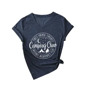 Fires Hiking Smores women's V-neck T-shirt featuring a Camping Crew graphic print