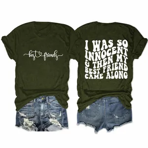 Γυναικείο Casual T-Shirt με Στρογγυλή Λαιμόκοψη από Μείγμα Βαμβακιού Τυπωτό Σλόγκαν με Γράμματα Χαλαρό Top Καλοκαιρινό Κοντό Μανίκι