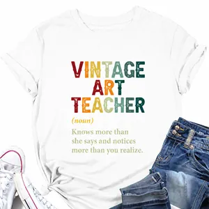 Γυναικείο Vintage Art Teacher T-Shirt με Γραφική Εκτύπωση Casual Μείγμα Βαμβακιού Ρετρό Στρογγυλή Λαιμόκοψη Κοντό Μανίκι Καλοκαιρινό Τοπ