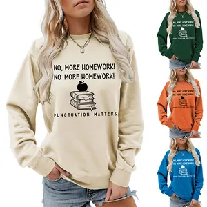 Stylish women's crewneck sweatshirt with Punctuation Matters graphic print in multiple colors