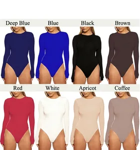Grid view of long-sleeve bodysuits in 8 essential colors including black and white