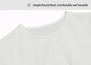 Close-up detail of the comfortable round neckline on this white long-sleeve bodysuit.