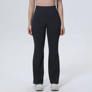 Pantalon de yoga évasé noir à taille haute pour le fitness, la gym et la course à pied
