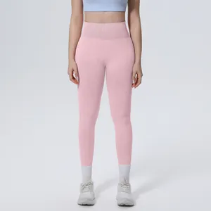 Professional high-waist pink seamless yoga leggings for women fitness and running gym wear