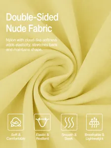 Yellow high-stretch yoga vest fabric detail with 75% nylon and 25% spandex material