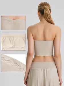 Soutien-gorge de yoga sans bretelles avec bandes antidérapantes et coussinets fixes