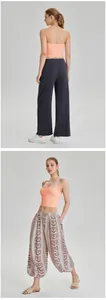 Vues détaillées avant et arrière d'un haut de yoga bandeau orange sans bretelles