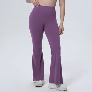 Pantalon de yoga évasé violet à taille haute pour femmes fitness et entraînement