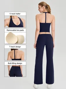 Yoga Pilates set met haltertop en rechte broek voor fitness en actieve sport voor dames