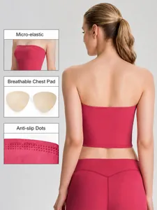 Strapless antislip yoga tube top met ademende pads en achterkant detail