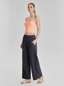 Bustier de sport orange sans bretelles professionnel pour yoga et fitness féminin