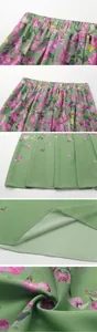 Détails du motif floral vert avec taille élastique et texture de tissu doux