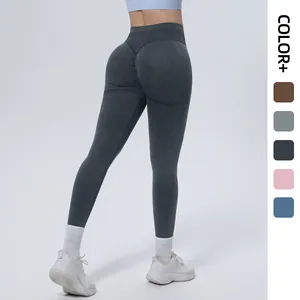 Women High Waist Seamless Yoga Pants Washed Butt Lifting Tummy Control Fitness Leggings Running Workout Gym Active Bottoms