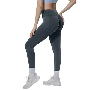 High waisted seamless yoga leggings with tummy control and scrunch butt lifting for women
