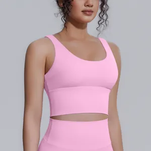 Reggiseno sportivo da yoga rosa ad alta intensità con imbottitura antiurto per fitness