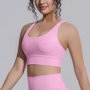 Reggiseno sportivo rosa per yoga ad alto impatto con vestibilità aderente e morbida