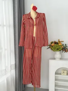 Detailed macro view of the red and white striped beach vacation four-piece set