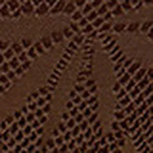 Macro-detailweergave van de ingewikkelde bruine opengewerkte gebreide textuur van de stof