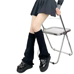 Jambières tricotées noires élégantes pour femmes style Y2K chaussettes évasées