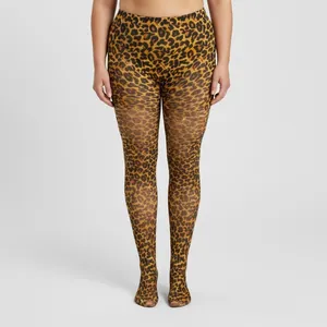 Collants sexy pour femmes avec imprimé léopard numérique et style rétro vintage