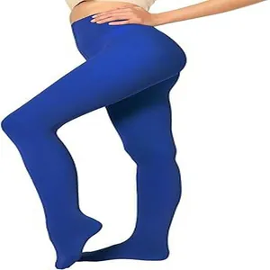 Detailed macro view showing the texture of high-waisted 80D opaque blue velvet tights