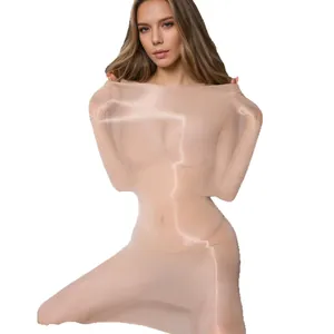 High-gloss seamless ultra-sheer body stocking for women, silky smooth body bag bodysuit
