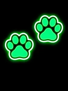 Detailed view of 3D glowing green cat paw silicone pads for over-the-knee socks