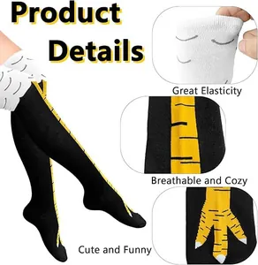 Funny Halloween chicken leg socks detail showing great elasticity and breathable cotton fabric