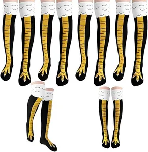 Novelty chicken feet patterned over-the-knee socks perfect for Halloween costumes and parties