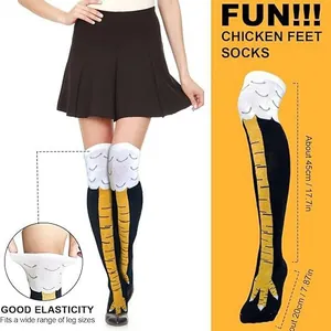 Funny 3D printed chicken feet over-the-knee novelty socks for Halloween party costumes