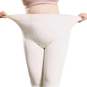 Leggings termici taglie forti foderati in pile ad alta elasticità color crema