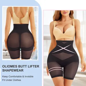 High waist mesh tummy control shapewear shorts for women with butt lifting effect