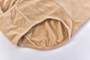Close-up view of seamless high waist shaper panty showing breathable mesh texture details