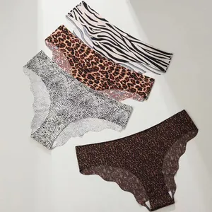 Nahtloses Damen-Unterhosen-Set mit modischen Zebra- und Leopardenmustern für Sport