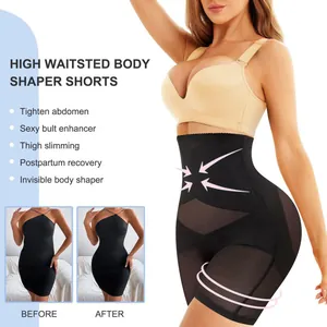 High waisted tummy control body shaper shorts for postpartum body contouring effect